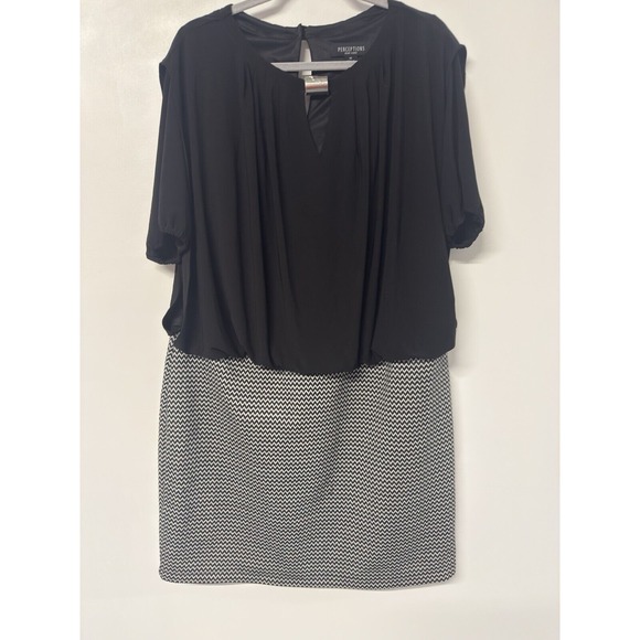 Perceptions Women Lurex Stitching‎ Sparkle Chevron Blouson Dress Black Sz 18 #22 - Picture 1 of 10